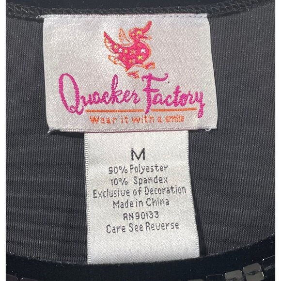 Quacker Factory Womens Black Velvet Tank Top Sequin Embellished Neck M Holiday - Picture 6 of 6